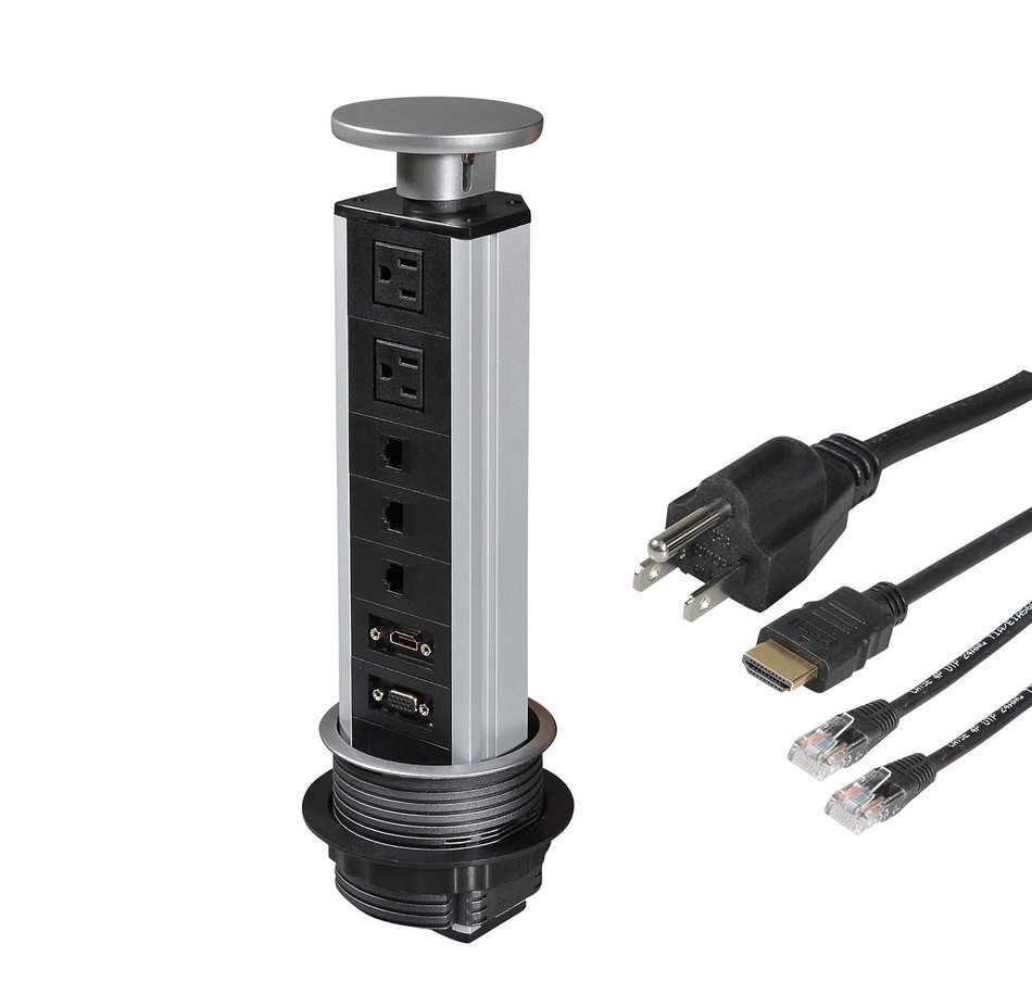 Tabletop Power Data Center Pulling Pop Up Power Socket 2 US Plugs 3 RJ45 Ports DHMI +VGA PTabletop Safe Hidden... N3