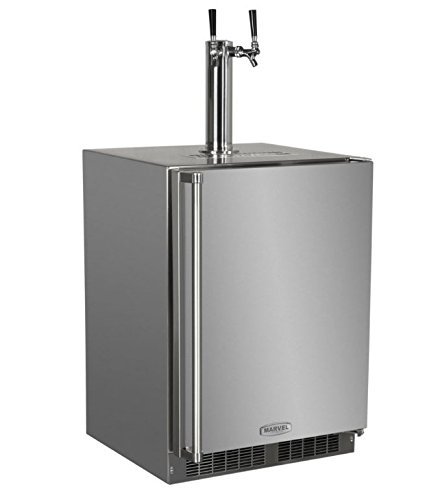 Marvel MO24BTS2RS Outdoor Built-In Beer Dispenser, Twin Tap, Solid Door, Right Hinge, 24", Stainless Steel N4
