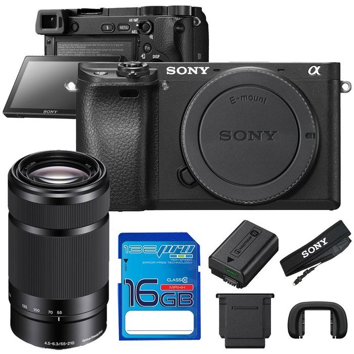 Sony Alpha a6300 Mirrorless Digital Camera (Body) with Sony 55-210mm Lens + 16GB I3ePro SD Card - International... N4