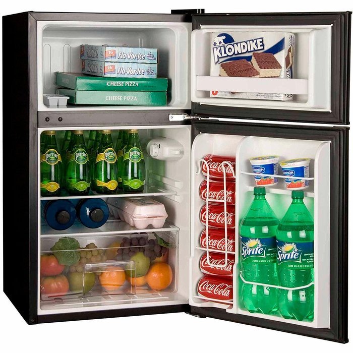 3.2 Cubic Feet 2-Door True-Freezer Compartment, Refrigerator, Black N3