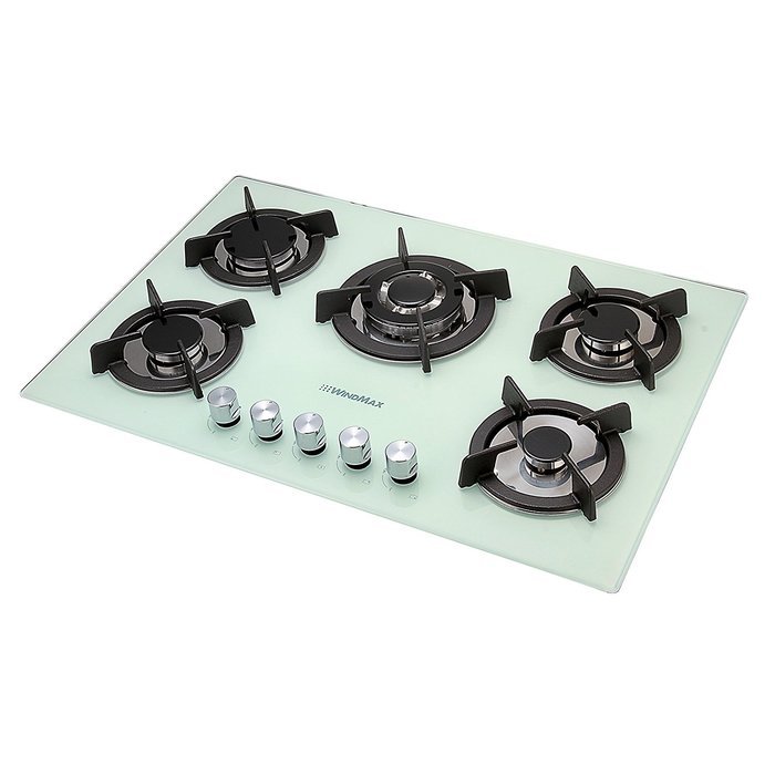 Windmax 30" Kitchen White Tempered Glass 5 Burners Built-in NG/LPG Gas Cooktops-Ship from US N2