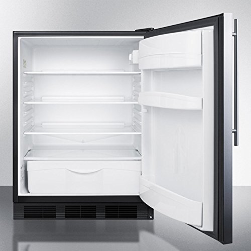 Summit FF6B7SSHVADA: Commercially approved, ADA compliant all-refrigerator in black for freestanding use, with...