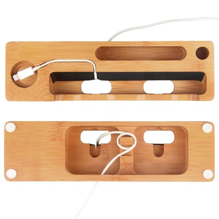 TuoP@ Bamboo Wood Charging Stand, 3 in 1 iPhone 7 /7 plus 6/6 plus 6s/6s plus 5/5s Apple Watch 2/1 Stand Cradle... N4