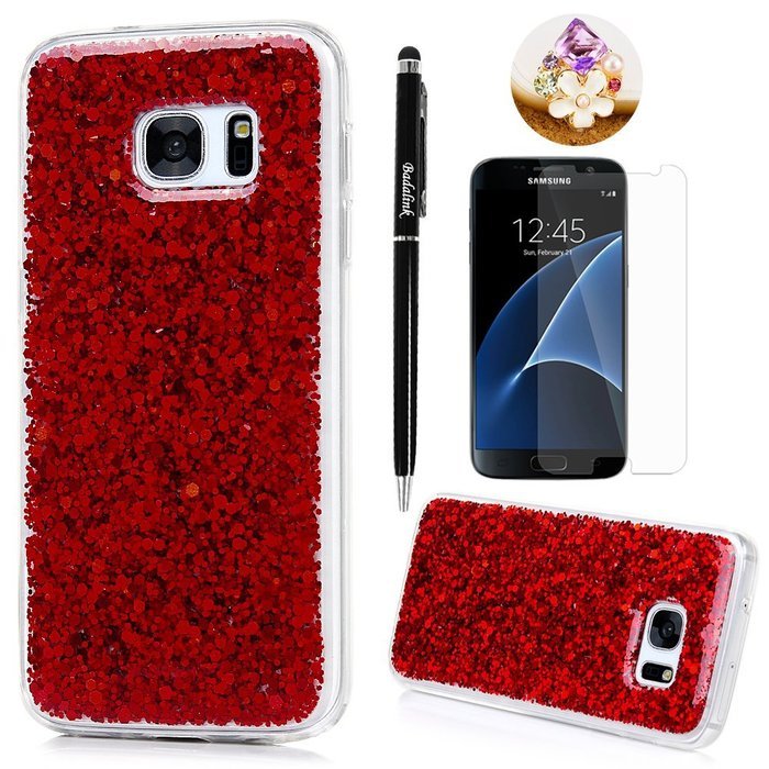 Badalink Galaxy S7 Case Shiny Glitter Sparkle Powder Series Shockproof Drop Protection Soft TPU Rubber Protective... N29
