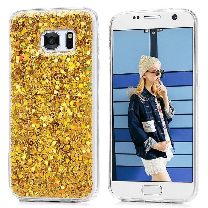 Badalink Galaxy S7 Case Shiny Glitter Sparkle Powder Series Shockproof Drop Protection Soft TPU Rubber Protective... N33
