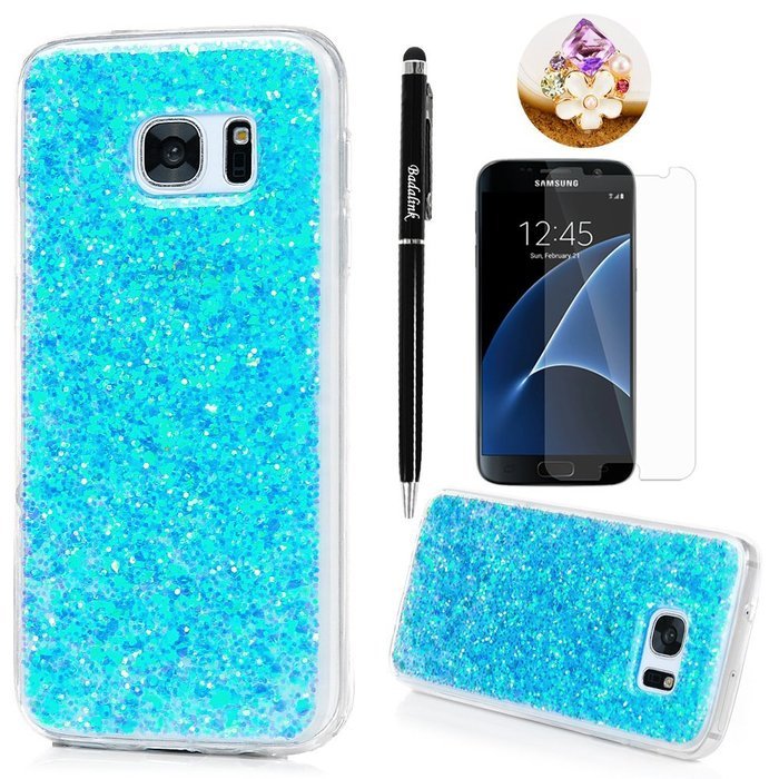 Badalink Galaxy S7 Case Shiny Glitter Sparkle Powder Series Shockproof Drop Protection Soft TPU Rubber Protective... N34