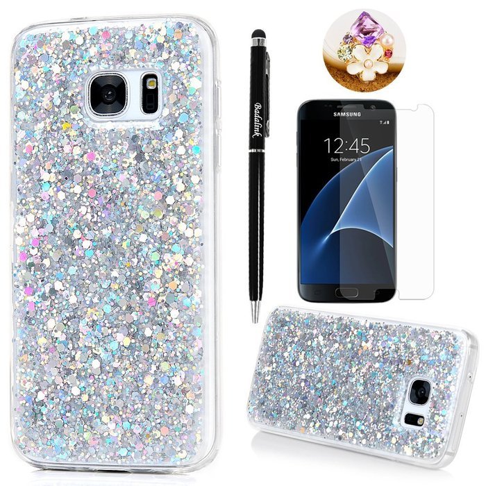Badalink Galaxy S7 Case Shiny Glitter Sparkle Powder Series Shockproof Drop Protection Soft TPU Rubber Protective... N36