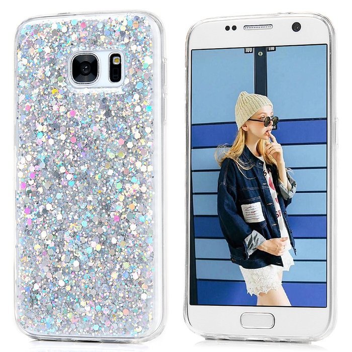 Badalink Galaxy S7 Case Shiny Glitter Sparkle Powder Series Shockproof Drop Protection Soft TPU Rubber Protective... N37
