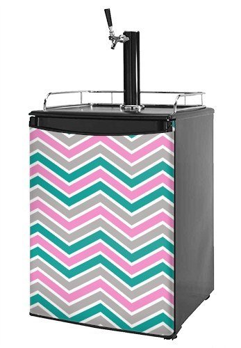 Kegerator Skin - Zig Zag Teal Pink and Gray (fits medium sized dorm fridge and kegerators)