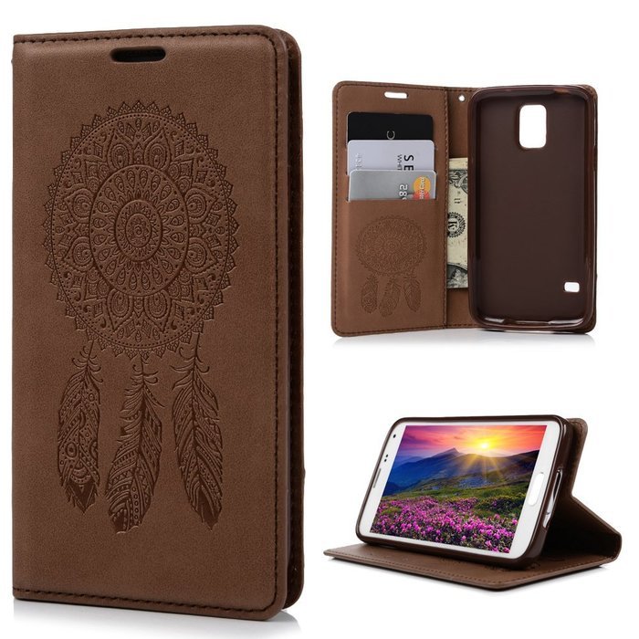 Galaxy S5 Case, YOKIRIN Printed Dream Catcher & Campanula Design [Wrist Strap] Flip Folio... N44