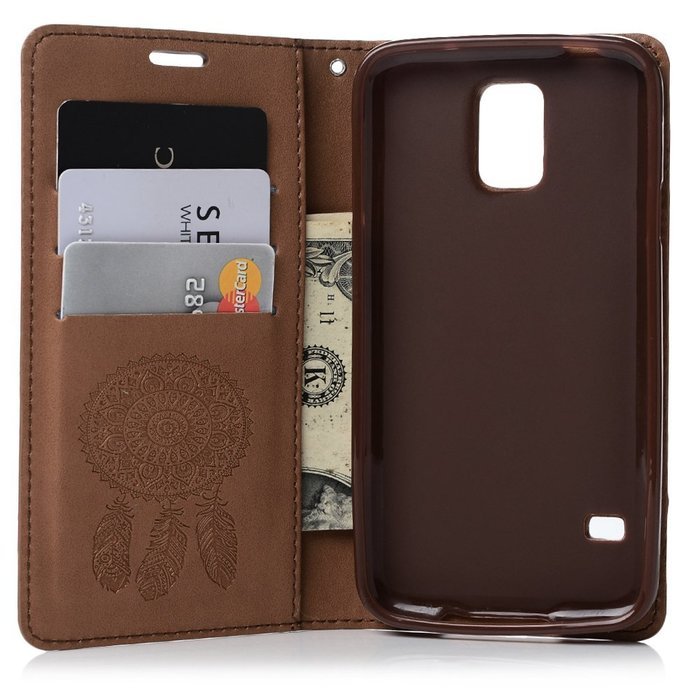 Galaxy S5 Case, YOKIRIN Printed Dream Catcher & Campanula Design [Wrist Strap] Flip Folio... N46