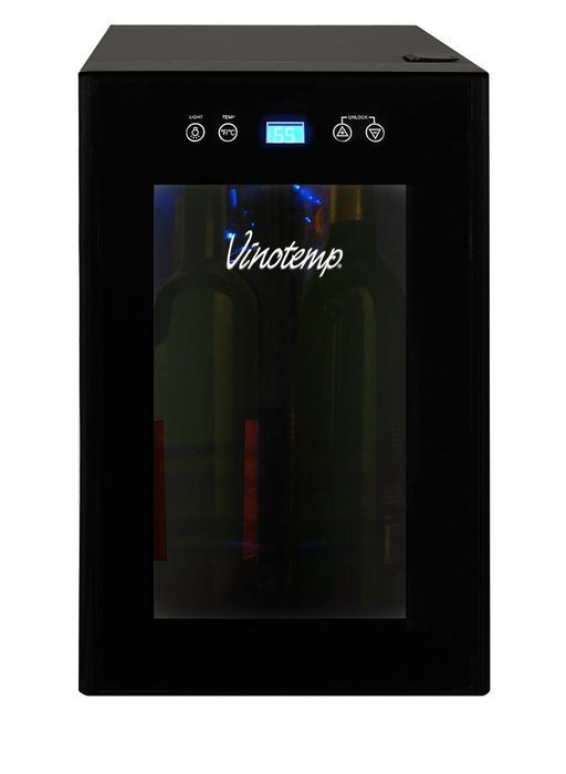 Vinotemp VT-8TEDTS-ID 8-Bottle Thermoelectric Wine Cooler, Black