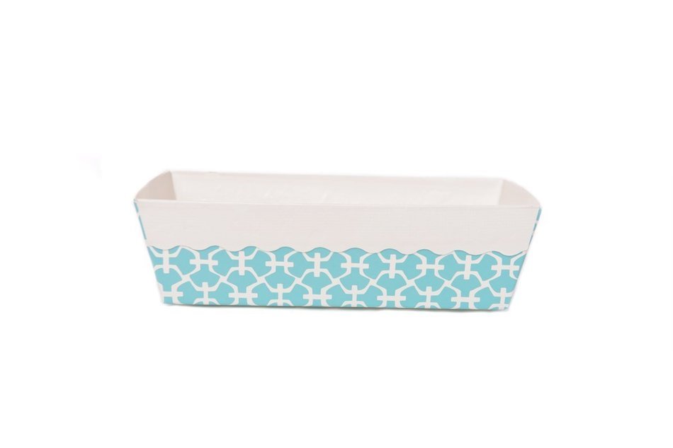Simply Baked Paper Loaf Pan, Turquoise Lattice, 6 pans N2
