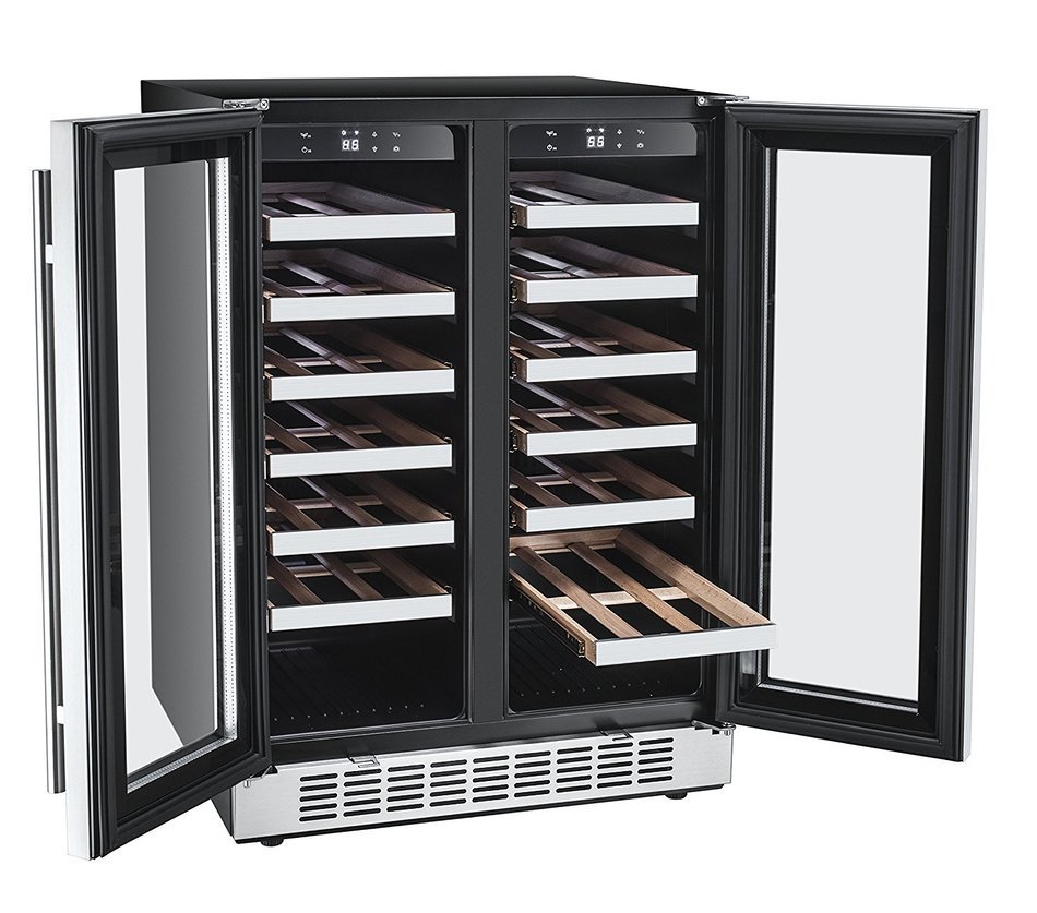 Titan 24 Inch Built-in Dual Zone French Door Wine Refrigerator