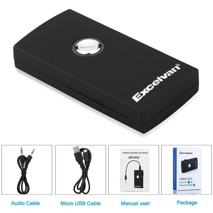 Excelvan BT14 3.5mm 2 in 1 Wireless Bluetooth Audio Stereo Transmitter and Receiver Music Streaming Adapter for... N6