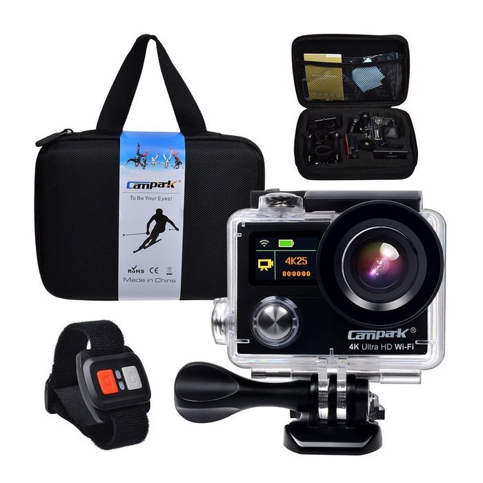 Campark Sports Action Camera-dual Screen, 4k 25fps, 1080p 60fps,wifi,waterproof RF Remote Control,2pcs Batteries...