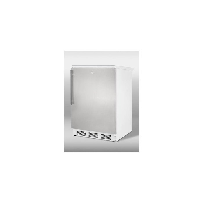 Summit CT66LSSHV: Freestanding refrigerator-freezer with cycle defrost, white cabinet, stainless steel door, thin...