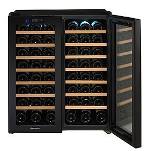 Wine Enthusiast 272 48 03 51W Silent 48 Bottle Touchscreen Double Door Dual Zone Wine Refrigerator, Black