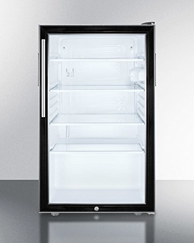Summit SCR500BLBI7HVADA: Commercially listed ADA Compliant 20" wide glass door all-refrigerator for built-in use...