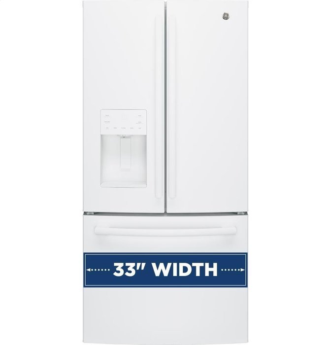 GE GFE24JGKWW 33" Energy Star Qualified French-Door Refrigerator with 23.8 Cu. Ft. Capacity, in White N6