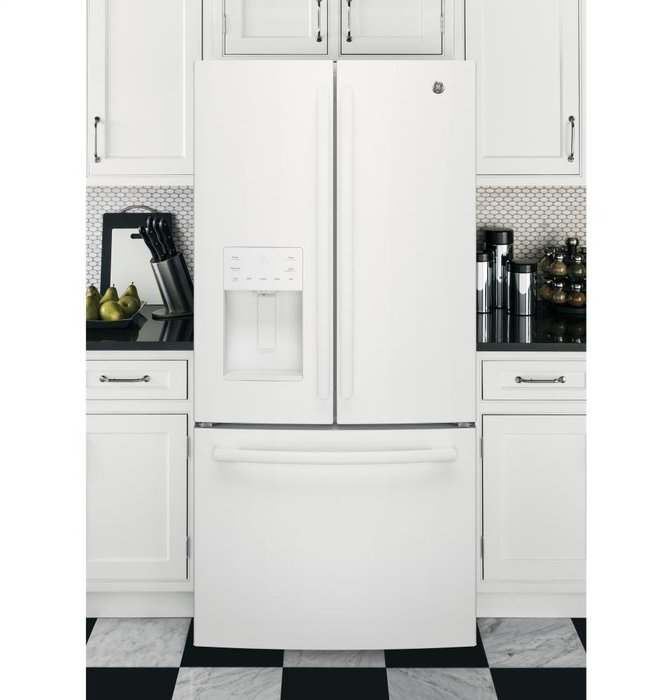 GE GFE24JGKWW 33" Energy Star Qualified French-Door Refrigerator with 23.8 Cu. Ft. Capacity, in White N8