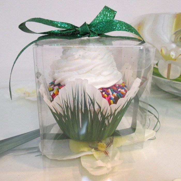 LNKEY 50 PCS Clear Favor Boxes 3x3x3 Inch for Cupcake Wedding Party Favors,Clear N2