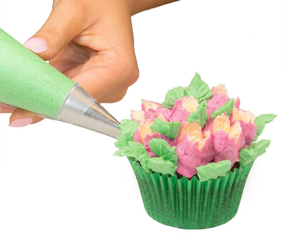Cake & Cupcake Decorating Set for Icing Flower Decoration | 30 Pcs Frosting Kit | 18 Russian & 2 Leaf Piping Tips... N4