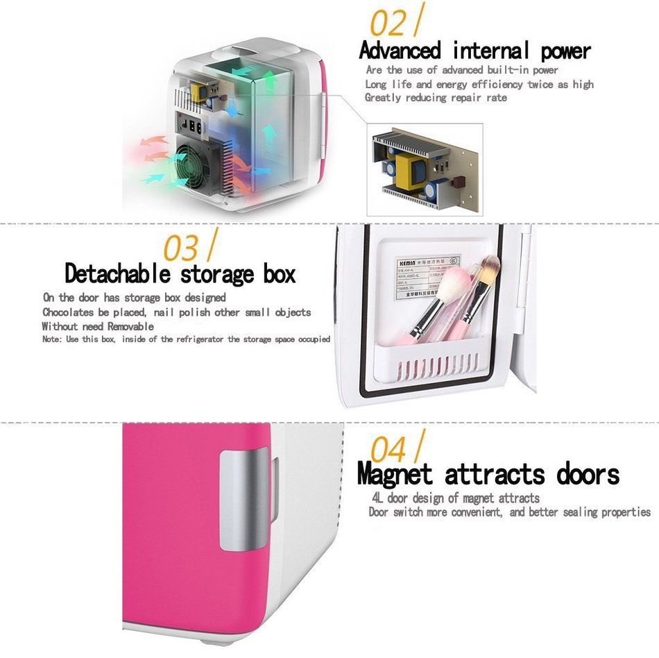 RUIMI 4L Mini Fridge Portable refrigerator Cooler and Warmer Compact Single Door Car, RV or Boat also for Home... N15