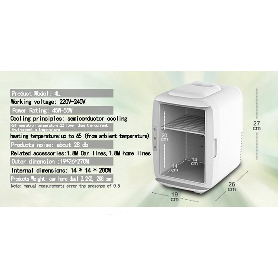 RUIMI 4L Mini Fridge Portable refrigerator Cooler and Warmer Compact Single Door Car, RV or Boat also for Home... N17