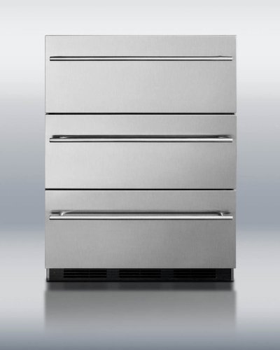 Summit SP6DSSTBOSThin Outdoor Three-Drawer Beverage Refrigerator In Stainless Steel, With Thin Handles And Auto...
