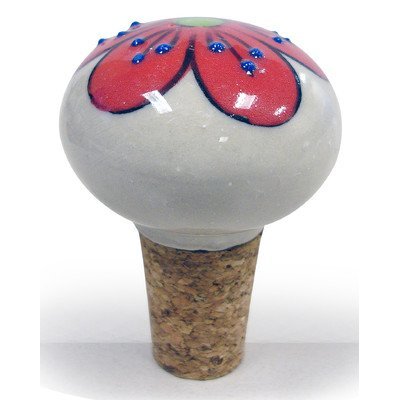 Vinotemp VNTEP-CRSTOP03 Epicureanist Poppy Ceramic Bottle Stopper, Red