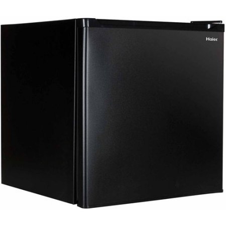 Haier 1.7-cu. ft. Refrigerator, Black / 2-liter bottle door storage, Half-width freezer compartment