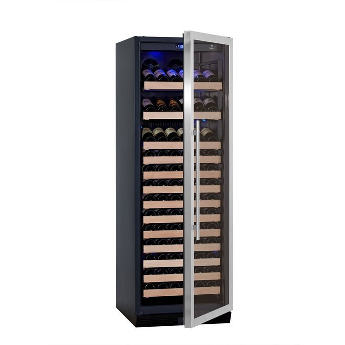 KingsBottle 98 Bottle Single Zone Wine Cooler, Black with Glass Door N7