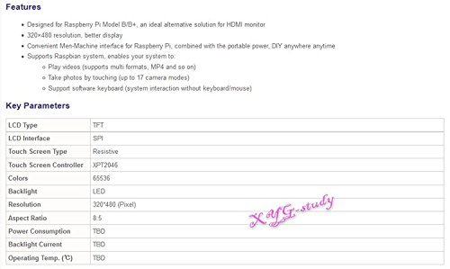 4 inch 320*480 Resistive Touch Screen TFT XPT2046 LCD compatible with Raspberry Pi (Pi 2)... N9