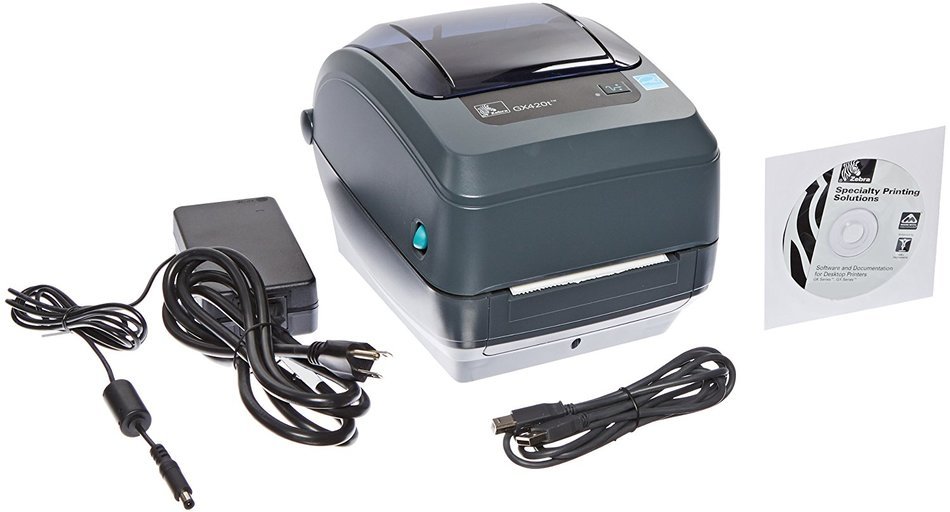 Zebra GX42-102510-000 GX420T Direct Thermal/Thermal Transfer Printer, Monochrome, 7.5" H x 7.6" W x 10" D, With...