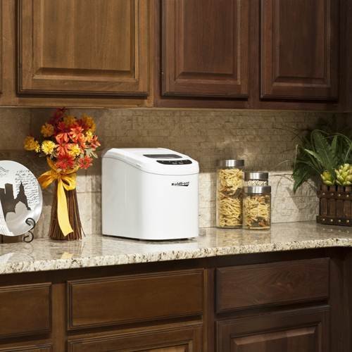 Ice Maker Portable Premium Compact Countertop Tabletop Electric Machine for Home in Mini White Design N7