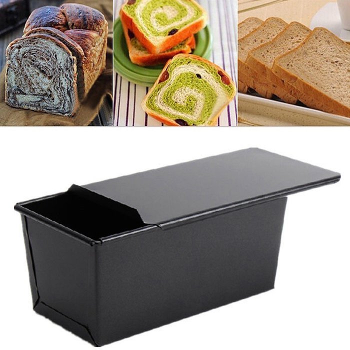 Rectangle Nonstick Box Loaf Tin Kitchen Pastry Bread Cake Baking Pan Bakeware 8-inch x 4-inch Loaf Pan, Black N3