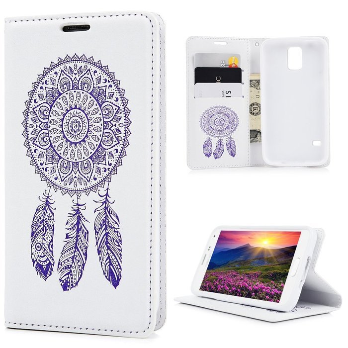 Galaxy S5 Case, YOKIRIN Printed Dream Catcher & Campanula Design [Wrist Strap] Flip Folio... N49
