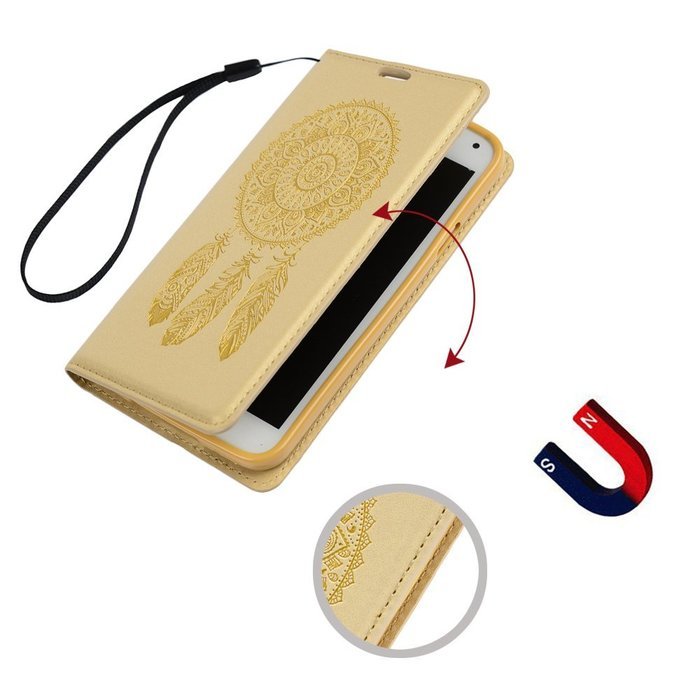 Galaxy S5 Case, YOKIRIN Printed Dream Catcher & Campanula Design [Wrist Strap] Flip Folio... N50