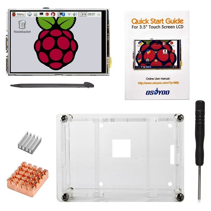 OSOYOO Raspberry Pi 3 3.5&rdquo; LCD Touch Screen Display Monitor + Clear Case + 2PCS Cooling Heat... N6