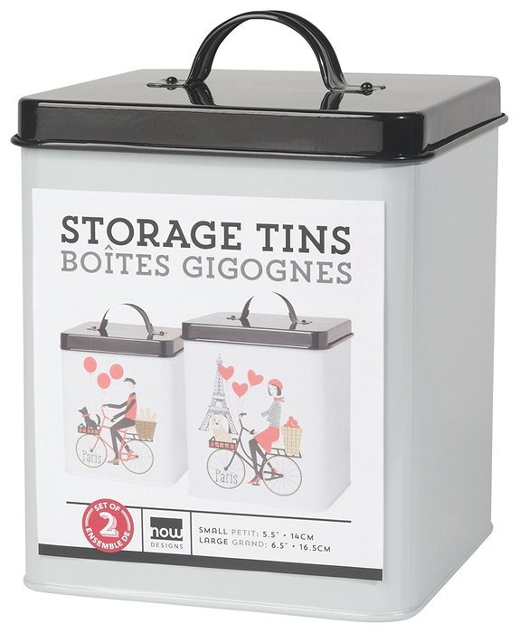 Now Designs L19014 Storage Tins, Food Trucks, Green, Set of 2 N4