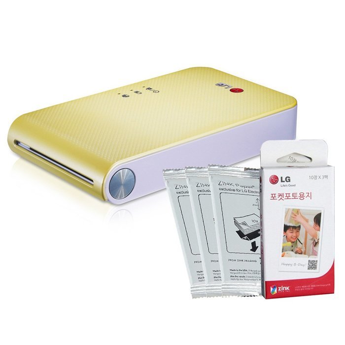 LG PoPo Pocket Photo 2 PD239 (Yellow) Mini Portable Mobile Photo Printer +30 Zink Paper Sheet for Android, iOS N2