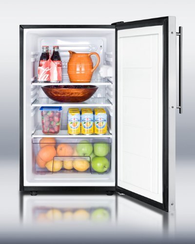 Summit FF521BLFRADA: ADA Compliant 20" wide counter height all-refrigerator, auto defrost with a lock and stainless...