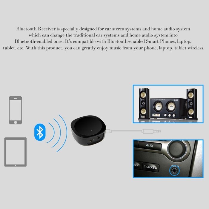B3501 Wireless Music Bluetooth Stereo Receiver Bluetooth Car Kit Aux 3.5mm Music Adapter Hands-free with Mic for... N3