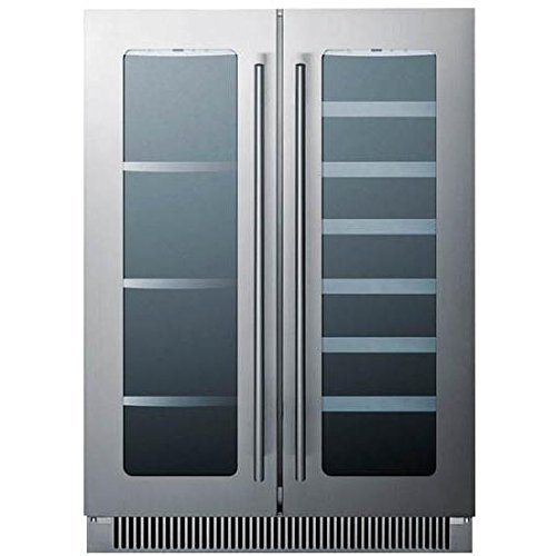 Summit CL241WBV 24" Built-In French Door Wine and Beverage Center with Low-e glass doors Two Temperature Zones...