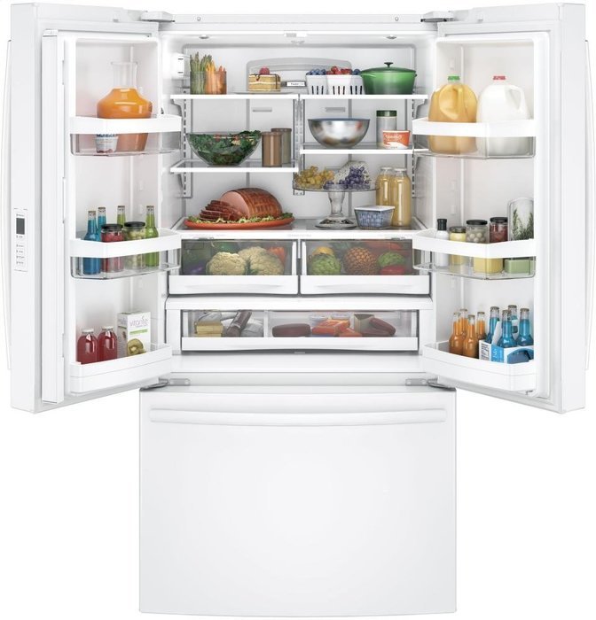 GE White French-Door Bottom Freezer Refrigerator N7