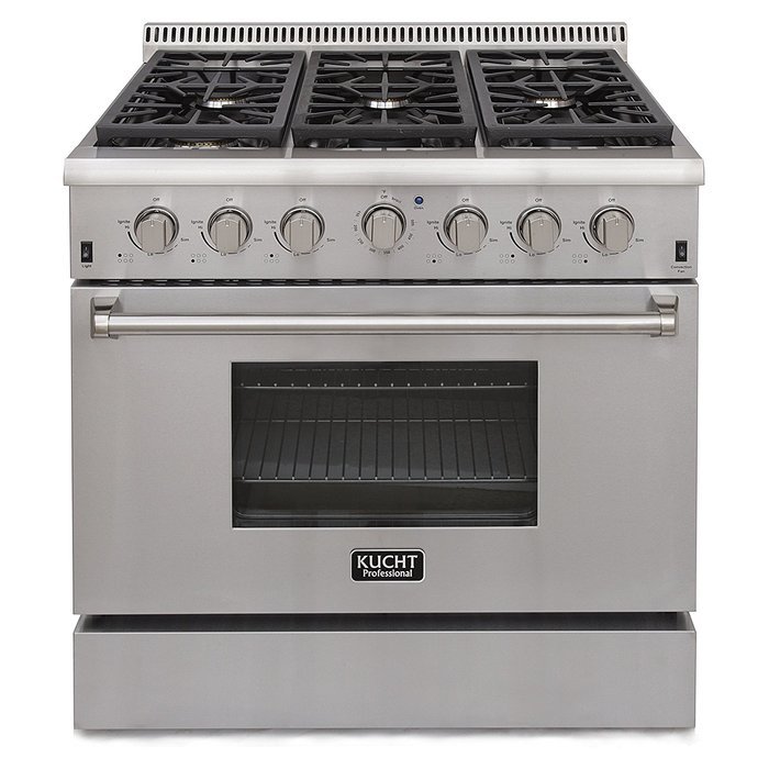 KUCHT KRG3618U/LP Pro-Style 36 inch Stainless Steel Propane Gas Fuel Sealed Burner Range - Convection & Infra-red... N2