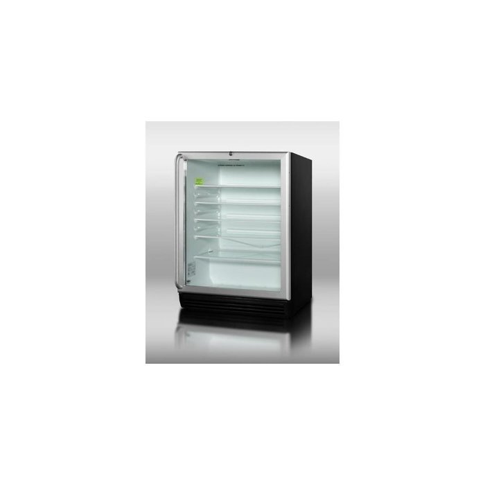 Summit SCR600BLSHADA: ADA compliant, commercially approved glass door beverage center with black cabinet, full-length... N4