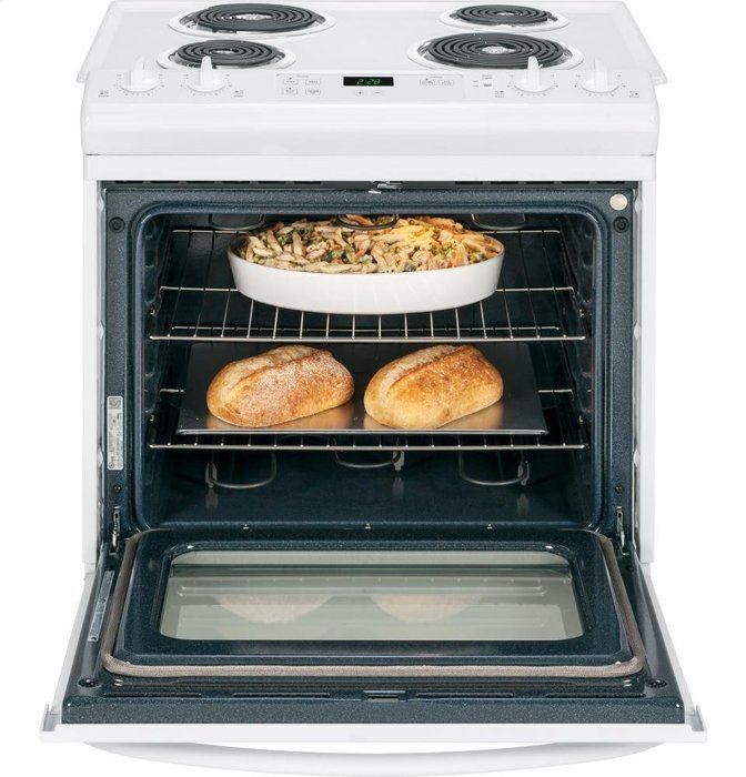 GE JDS28DFWW 30" White Drop-In Electric Coil Range N3