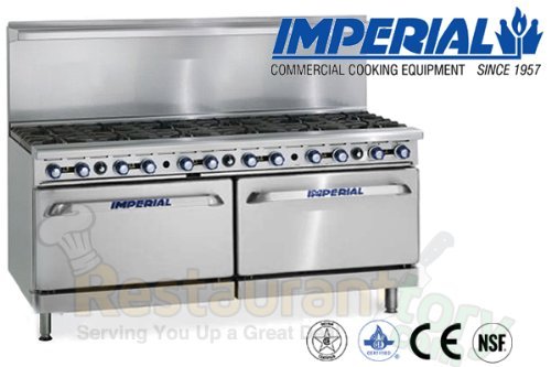 Imperial Commercial Restaurant Range 72" With 12 Step Up Burner 2 Convection Oven Nat Gas Ir-12-Su-Cc